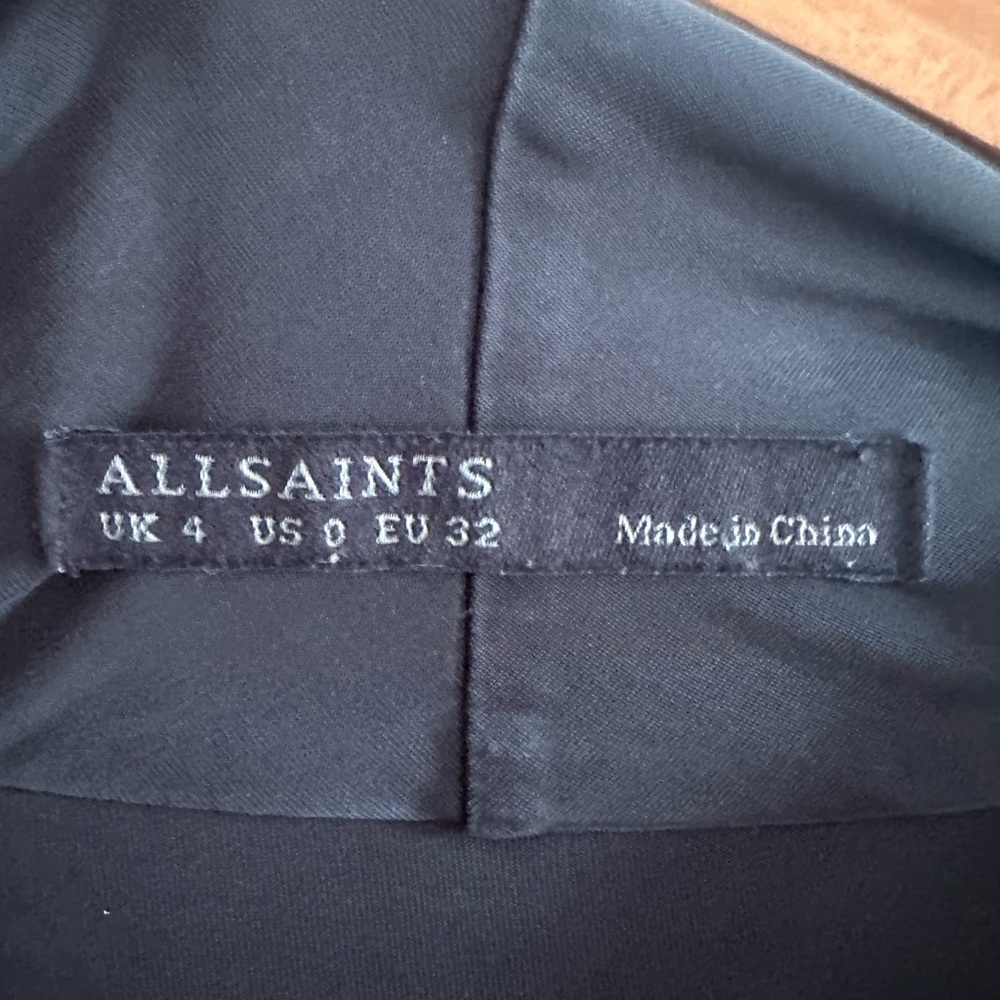Allsaints Black Cupro Amei Long Sleeve Draped Mini Dress Size 0 EUC - Picture 10 of 12